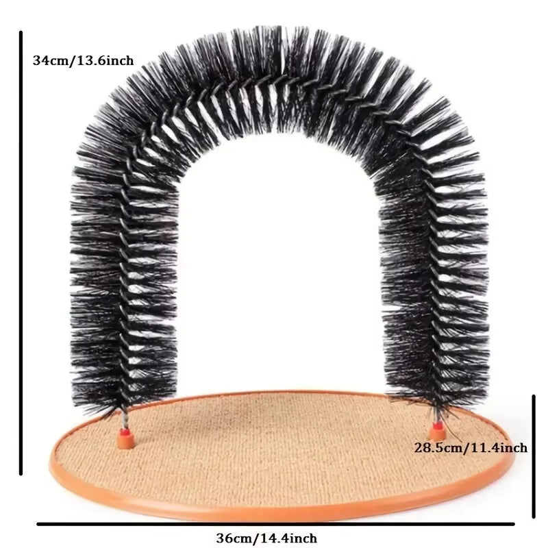 Cat Toy Arch Self Groome Pamper Feline with a Massage Grooming Rubbing Brush with Scratching Pad Toy for Cats Interactive Toys