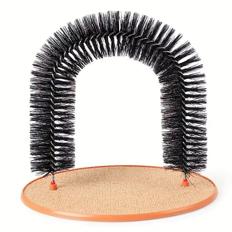 Cat Toy Arch Self Groome Pamper Feline with a Massage Grooming Rubbing Brush with Scratching Pad Toy for Cats Interactive Toys