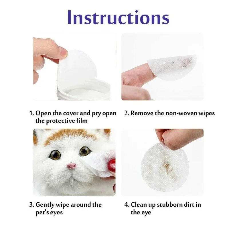 130 Pcs/Set of Dog and Cat Cleaning Wipes Pet Eye Wipes Grooming Tear Stain Remover Gentle Non-Foaming Wipes Towels