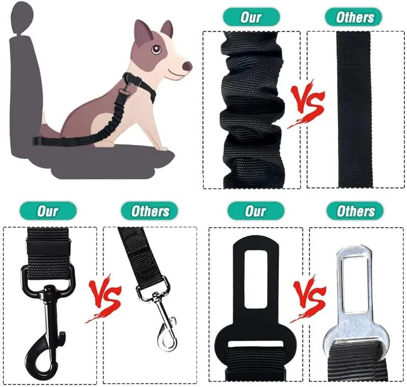 Car Dog Safety Buckle Pet Thickened Nylon Traction Elastic String Retractable Car Seat Belt Manufacturer