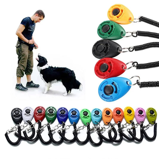 Dog Training Clicker Pet Cat Dog Click Trainer Various Style Aid Adjustable Wriststrap Sound Key Chain Dog Repeller Pet Product