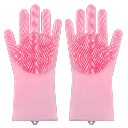 Pet Grooming Cleaning Gloves Dog Cat Bathing Shampoo Glove Scrubber Magic Dishwashing Cleanner Sponge Silicon Hair Removal Glove