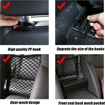 Pet Car Barrier Dog Car Barrier with Automatic Safety Mesh Storage Bag Pet Barrier Guard Back Seat Safety Protector Mesh Net