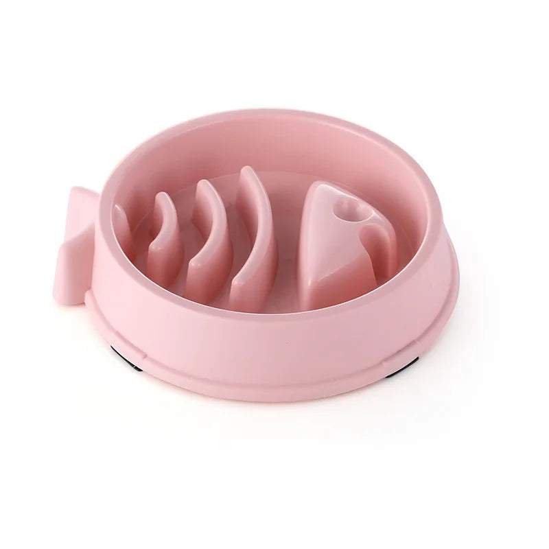 Pet Cat Dog Slow Food Bowl Fat Help Healthy round Anti-Choking Thickened and Non-Slip Multiple Colors Shapes