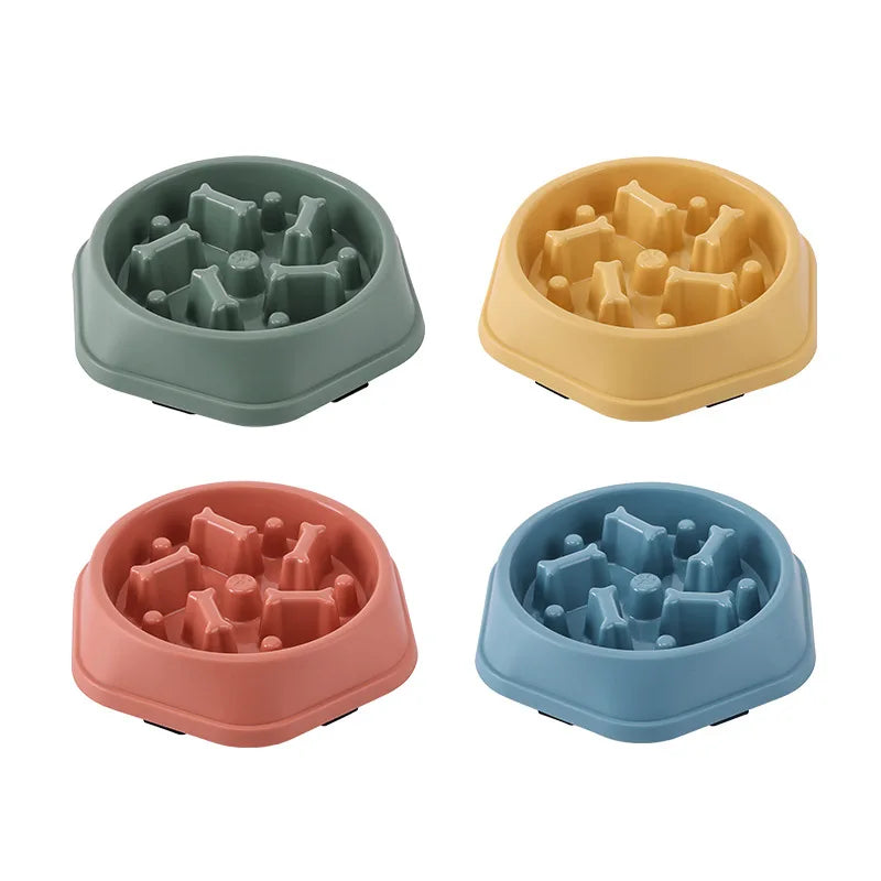 Pet Cat Dog Slow Food Bowl Fat Help Healthy round Anti-Choking Thickened and Non-Slip Multiple Colors Shapes