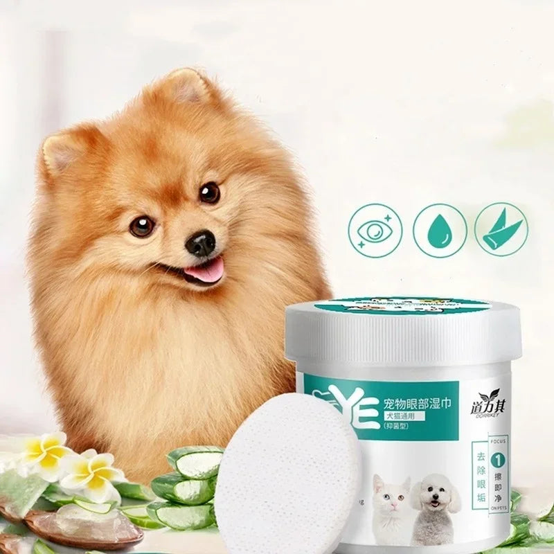 130 Pcs/Set of Dog and Cat Cleaning Wipes Pet Eye Wipes Grooming Tear Stain Remover Gentle Non-Foaming Wipes Towels